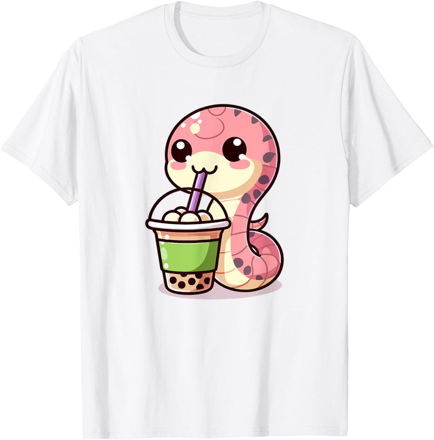 Cute Kawaii Chibi Snake Drinking Boba Tea