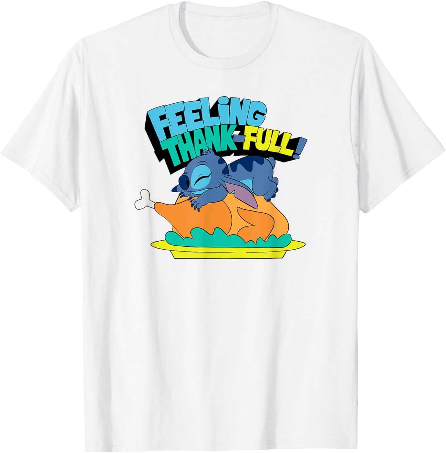 Amazon Essentials Stitch Thanksgiving Turkey Feeling Thank-full T-Shirt