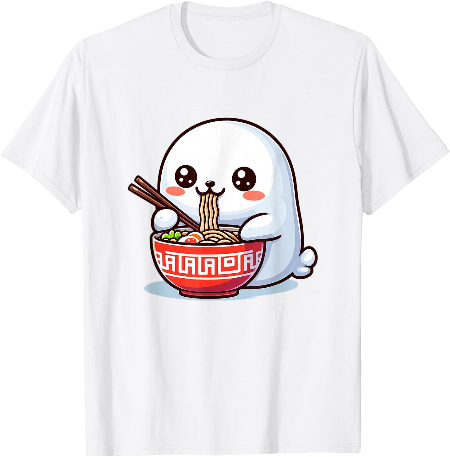 Cute Japanese Kawaii Chibi Seal Eating Ramen