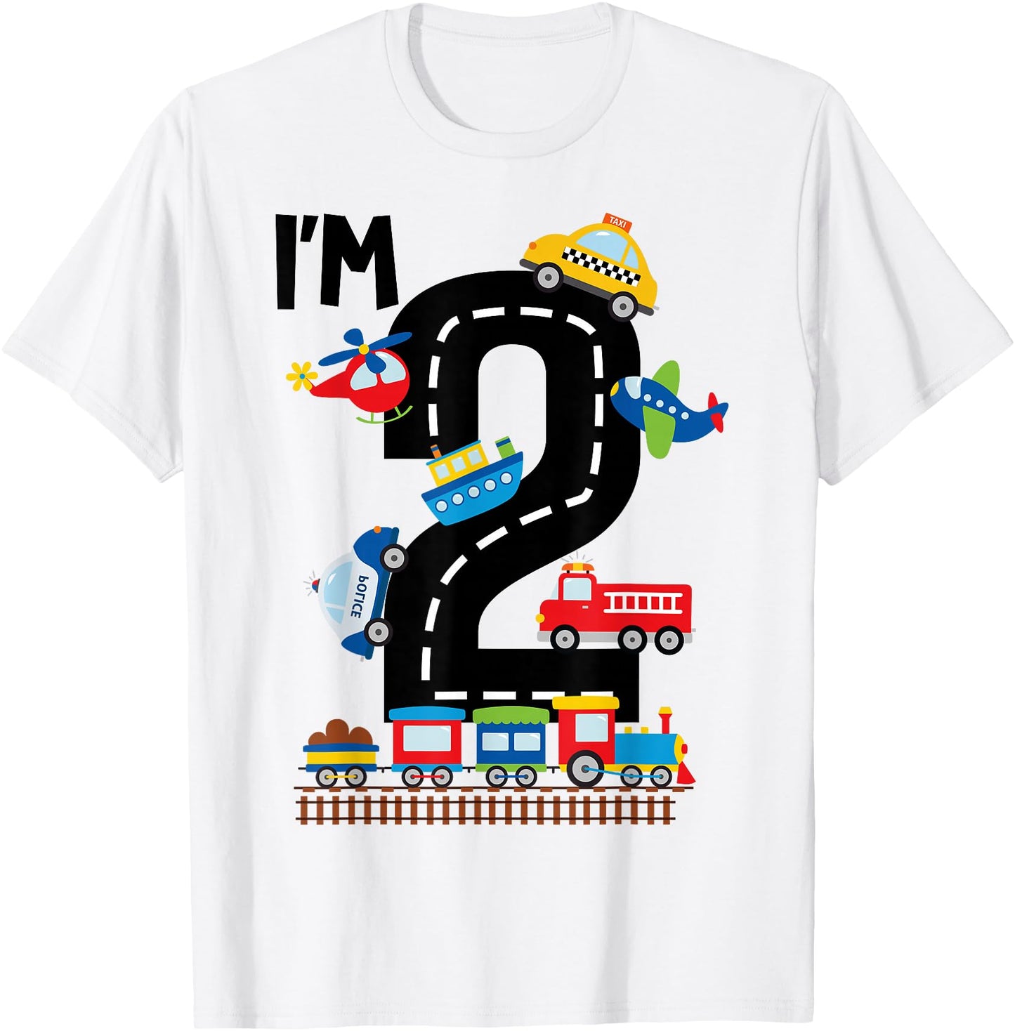 I'm 2 Years Old Birthday Boys Transportation Vehicles
