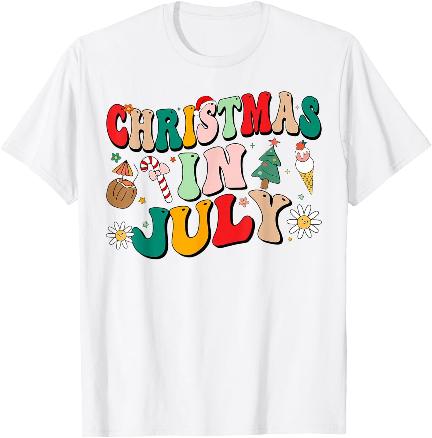Christmas In July Shirts Groovy Xmas Summer Men Women Kids