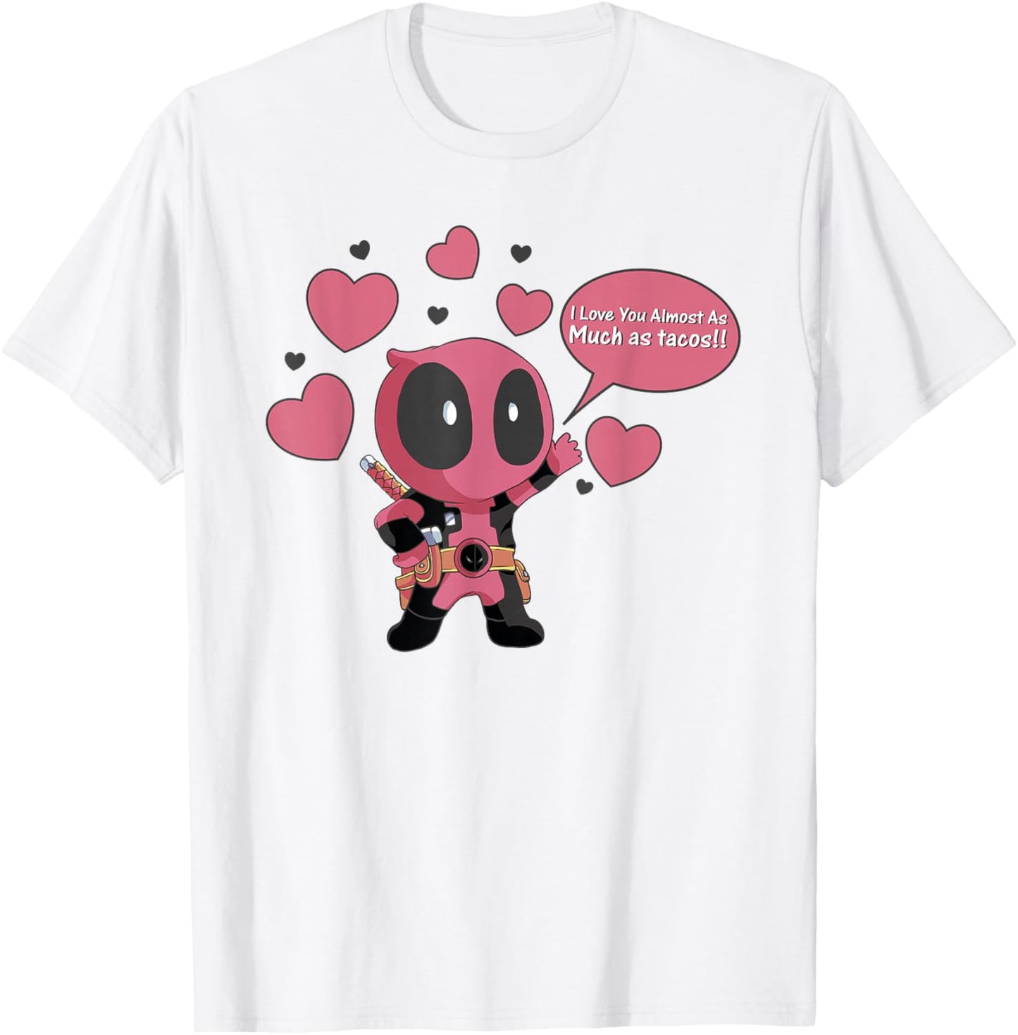 Marvel Deadpool Chibi Taco Love Valentine's Graphic T-Shirt