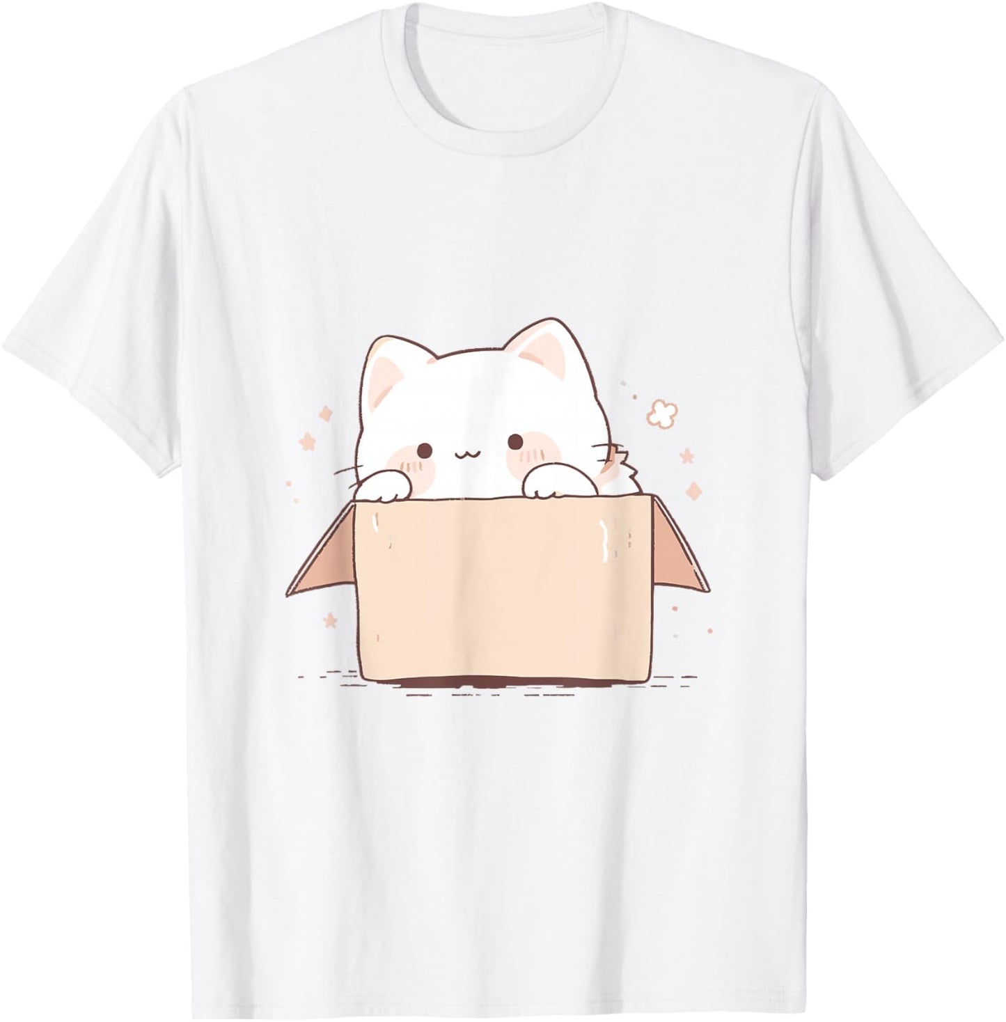 Cute White Cat in a Box Japanese Kawaii