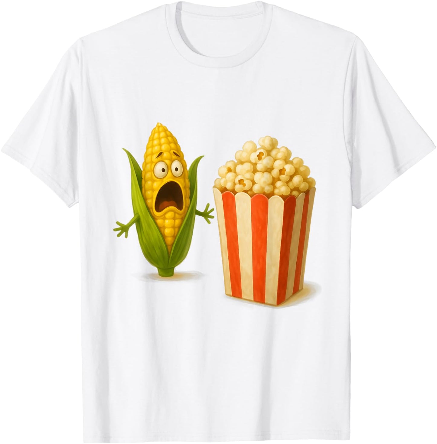 Funny Screaming Shocked Corn Popcorn Food Humor Men Women