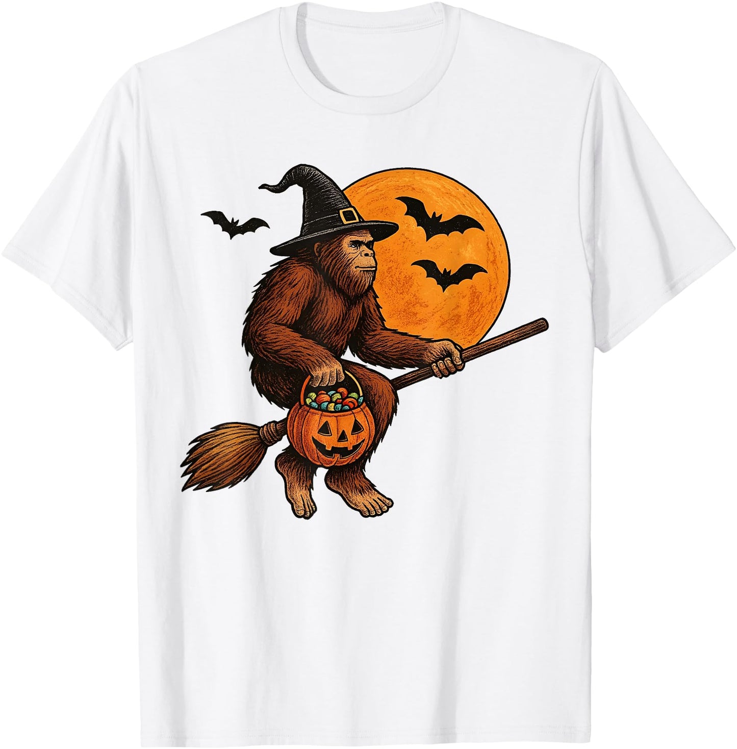 Bigfoot Sasquatch Witch Hat Pumpkin Halloween Men