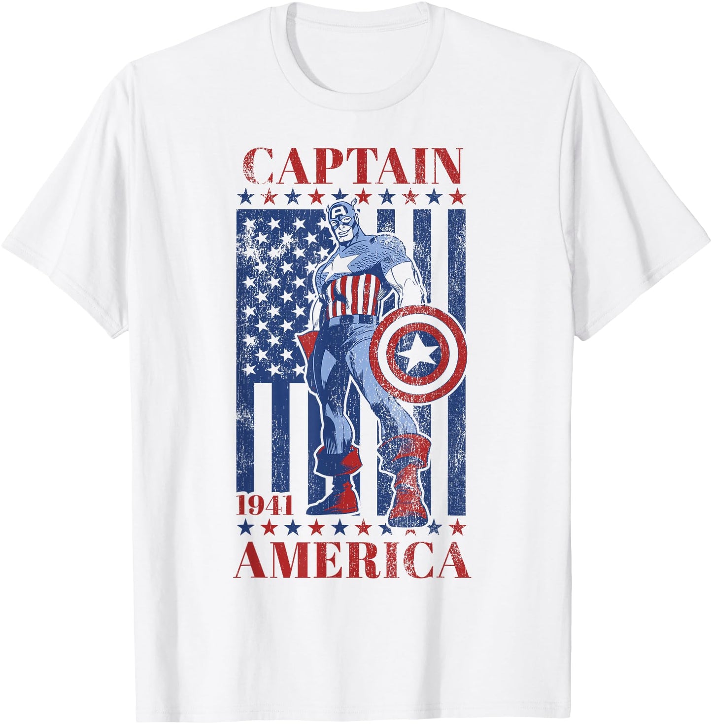 Marvel Captain America Vintage Flag 1941 Graphic T-Shirt