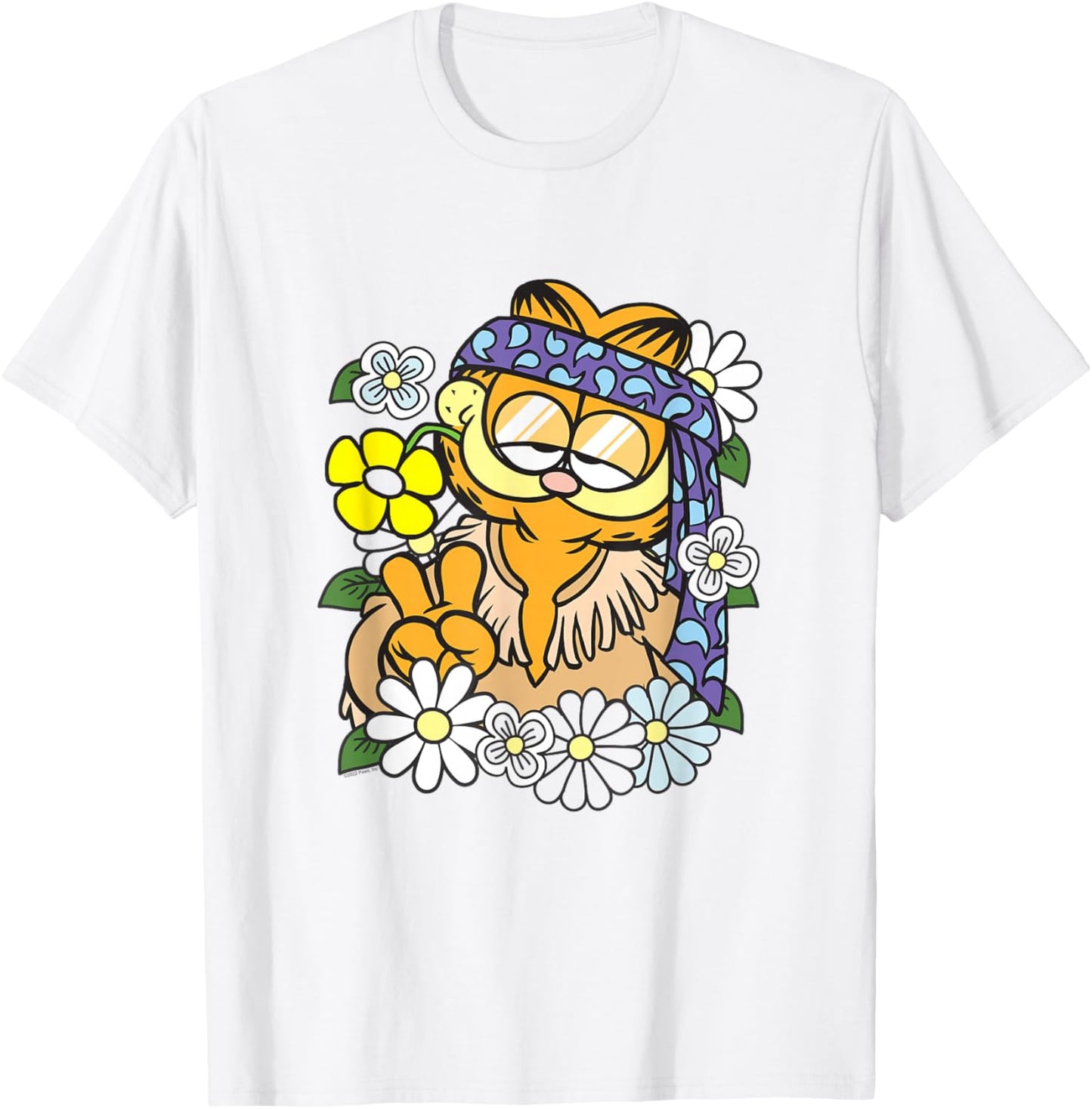 Garfield Hippie with Flowers Retro Cat Cartoon