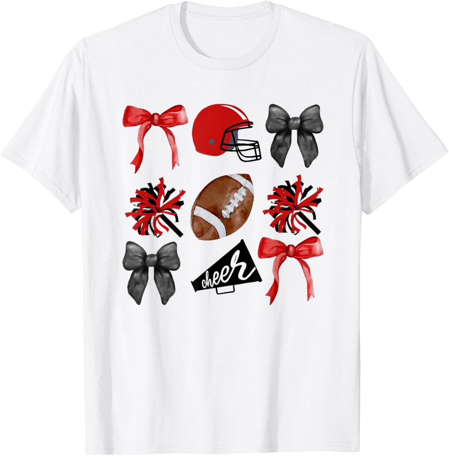 Cheer Coquette Bow American Football Autumn Thanksgiving T-Shirt