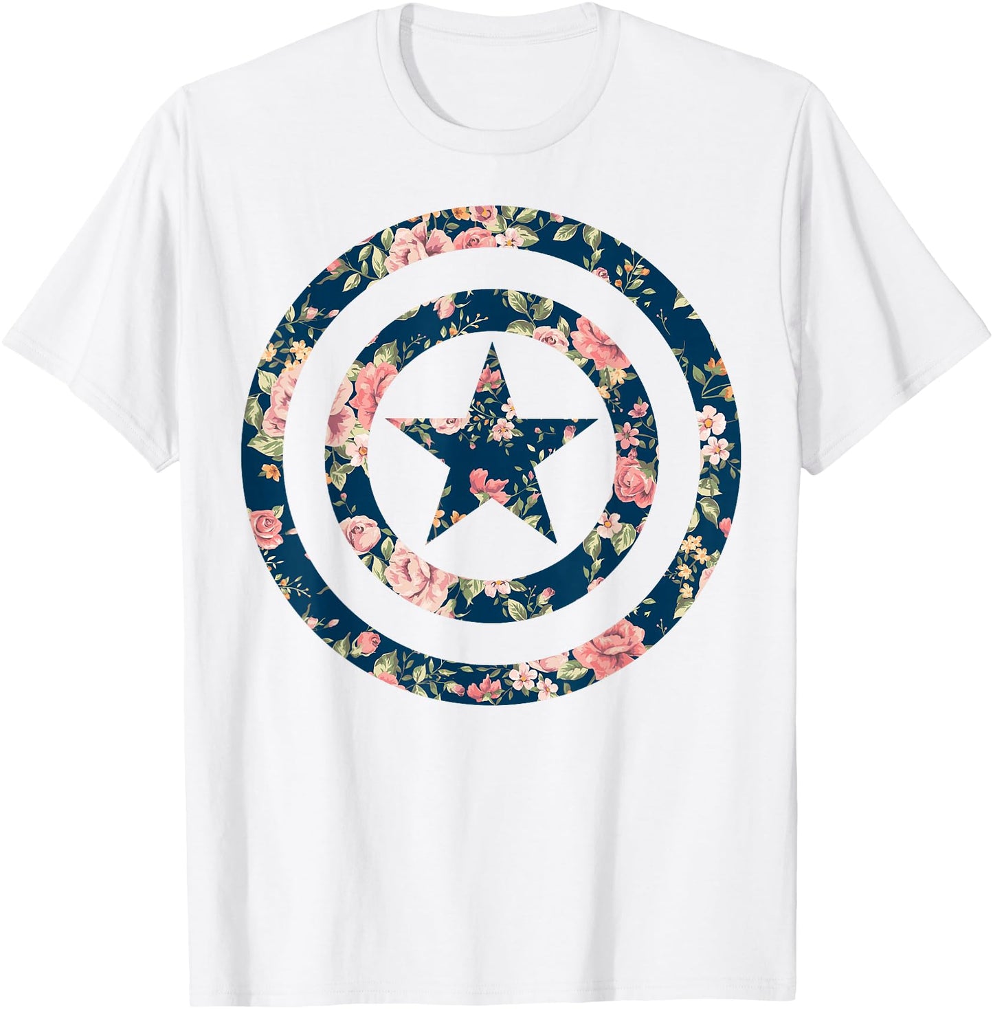 Marvel Avengers Captain America Floral Icon Graphic T-Shirt