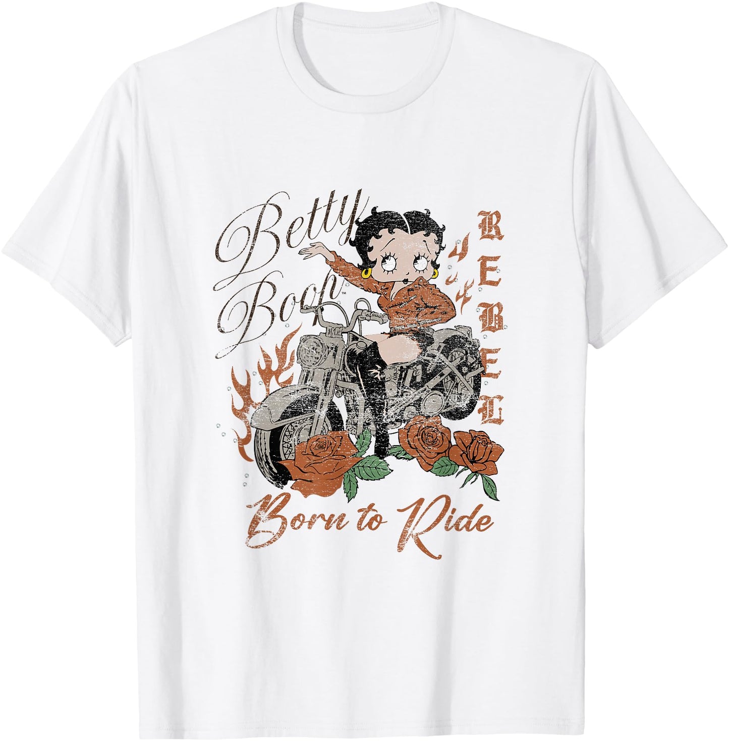 Betty Boop Born To Ride Rebel Biker Distressed