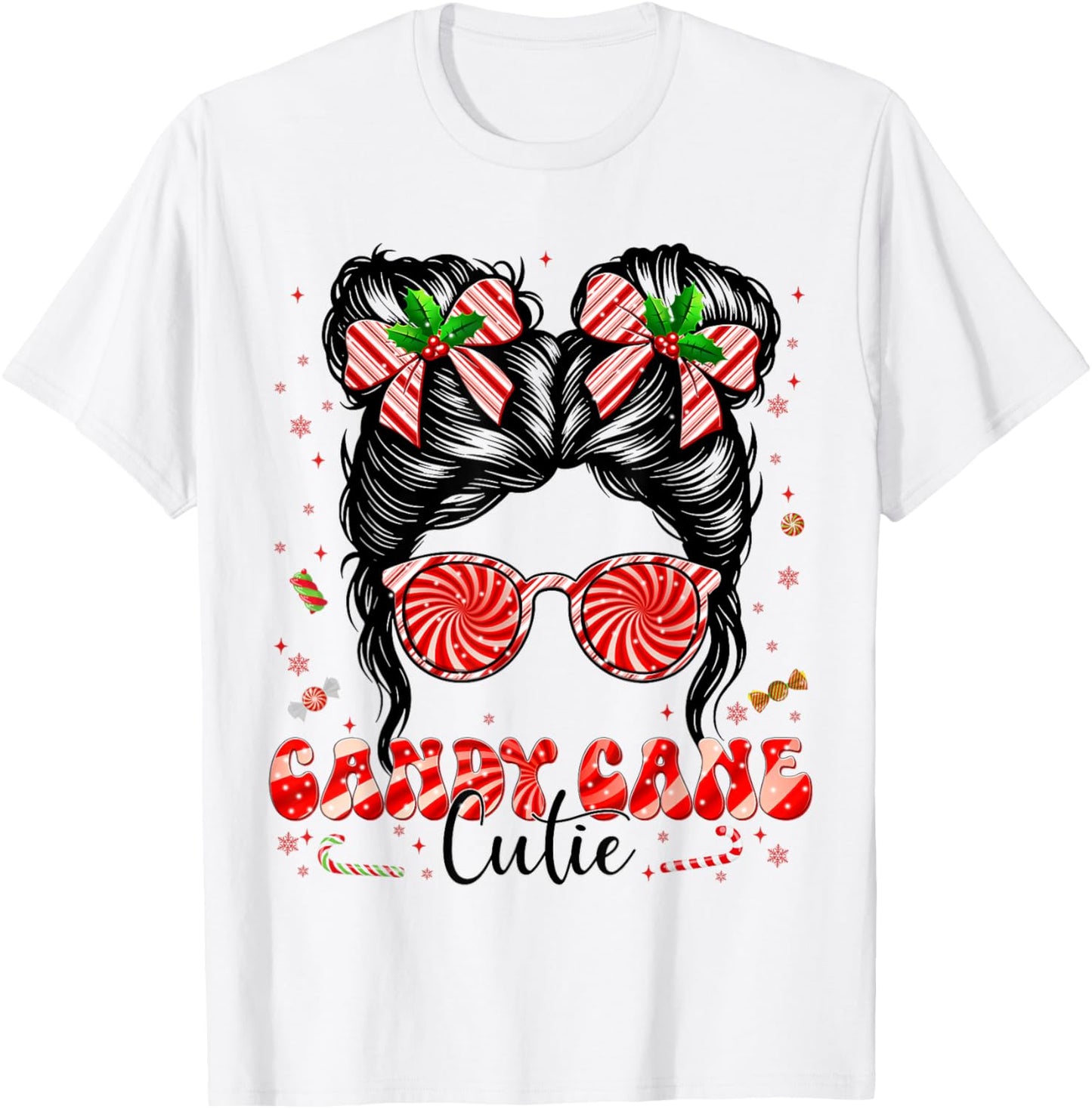 Coquette Messy Bun Candy Cane Cutie Pajamas Christmas Girl