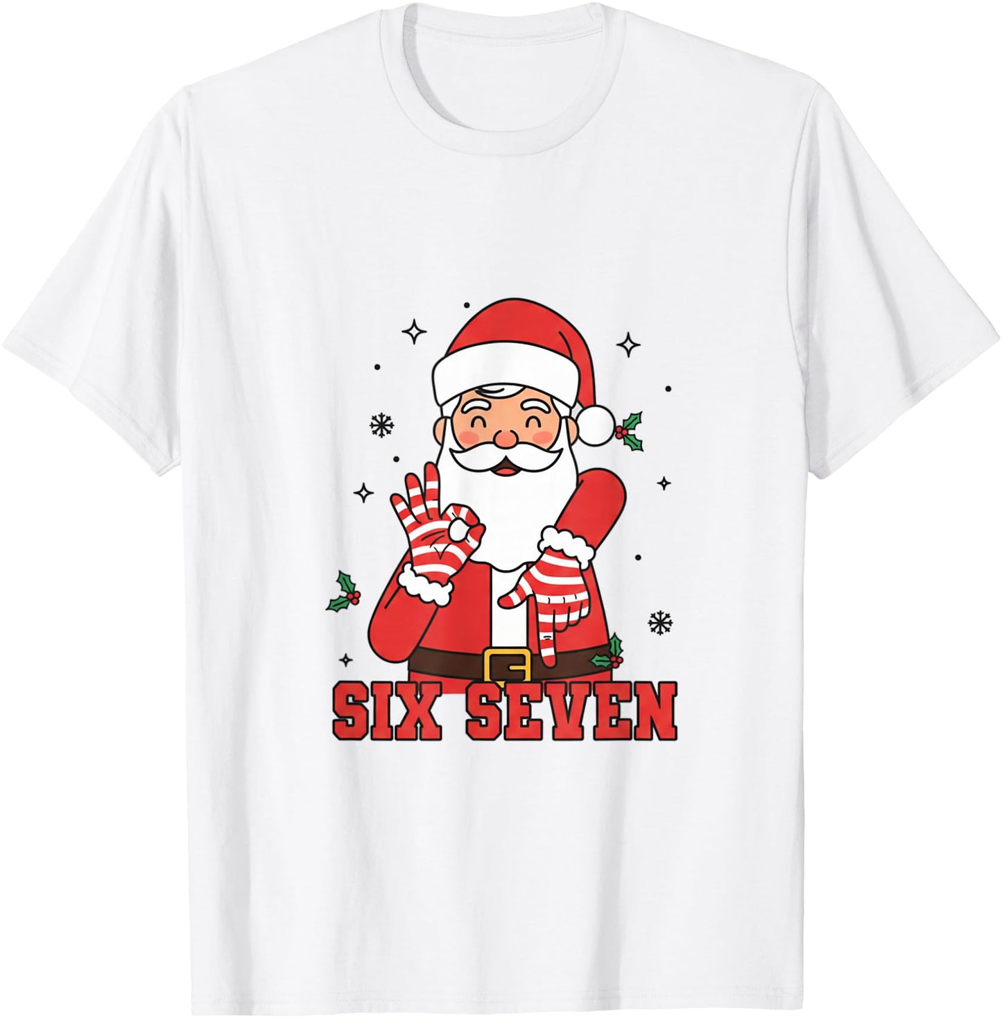 Santa Claus Laughing and Throwing 67 Hand Sign Christmas