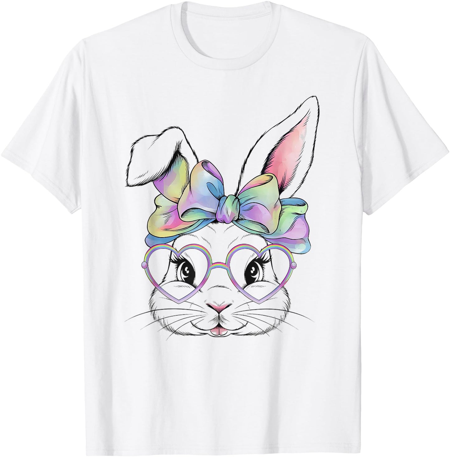 Cute Bunny Rabbit Face Tie Dye Glasses Girl Happy Easter Day