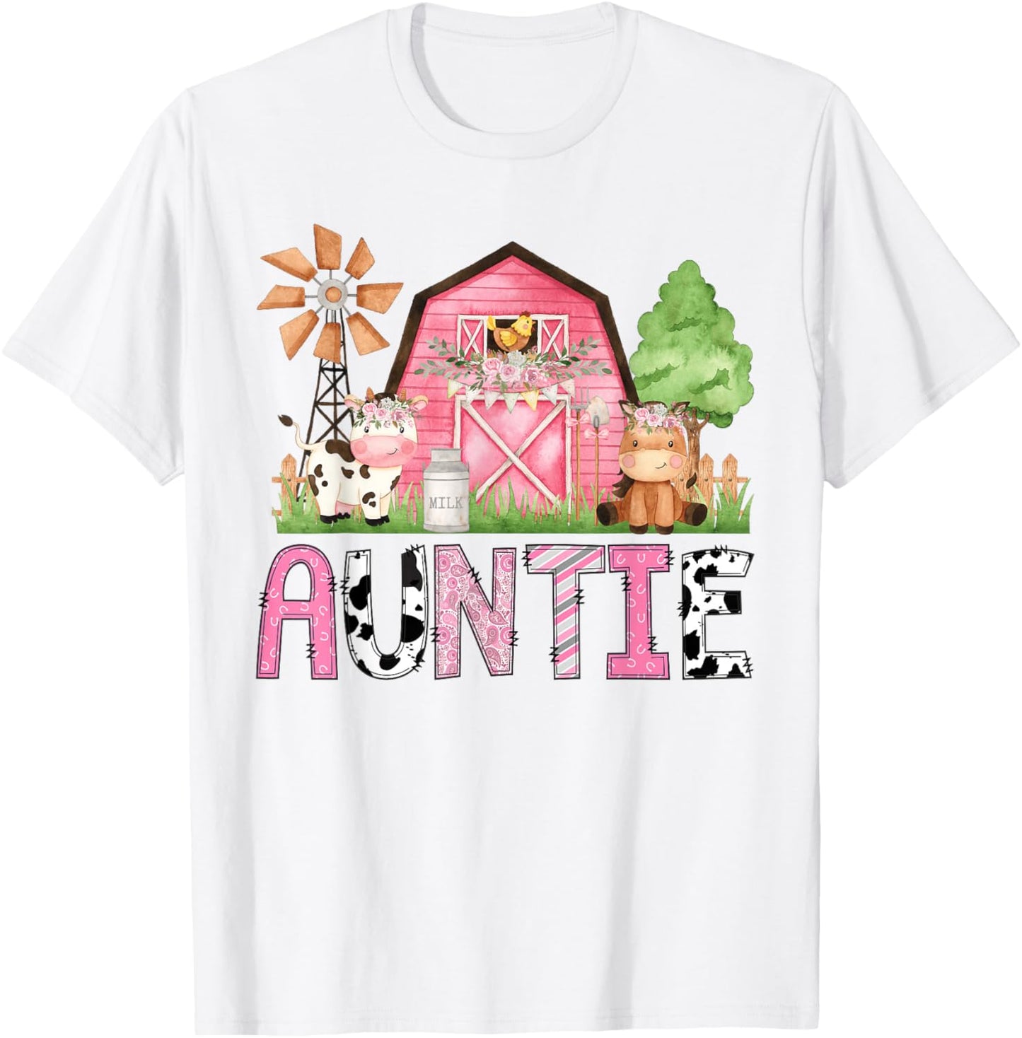 Auntie Pink Farm Animal Birthday Kids Matching Family