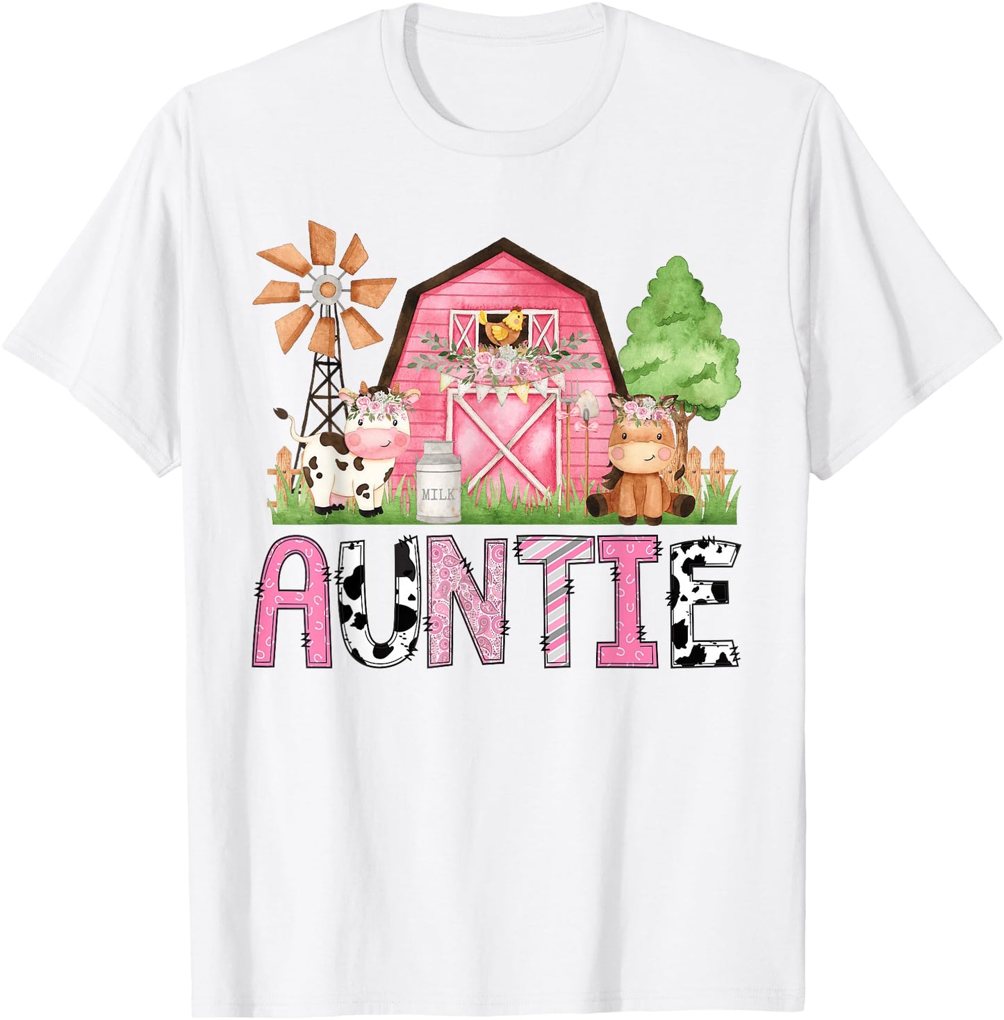 Auntie Pink Farm Animal Birthday Matching Family