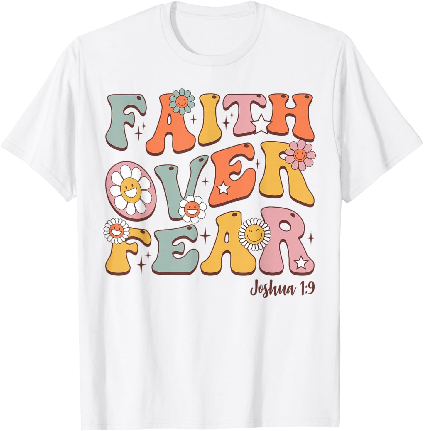 Christian-Shirt Girls Faith Over Fear Cute Jesus Kids Youth T-Shirt