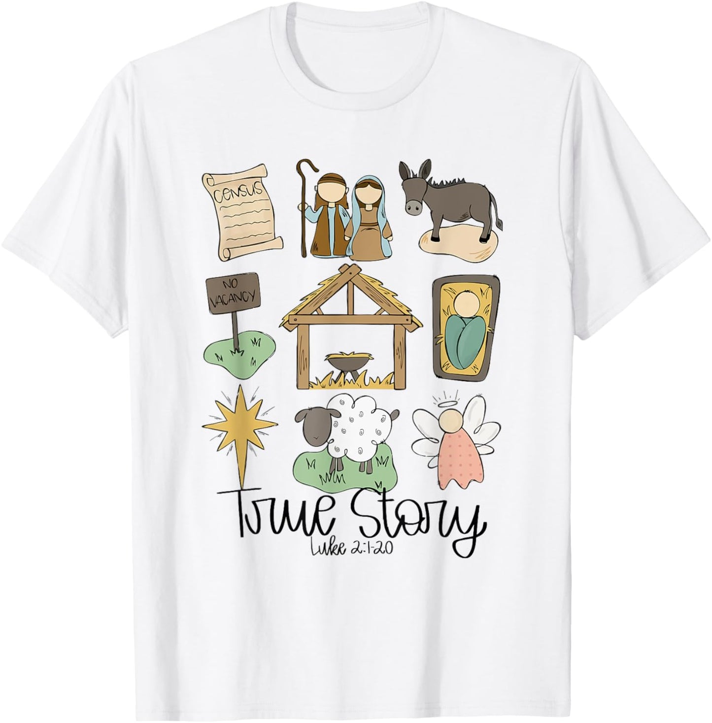 Nativity Christian Christmas Xmas Shirt True Story Manger