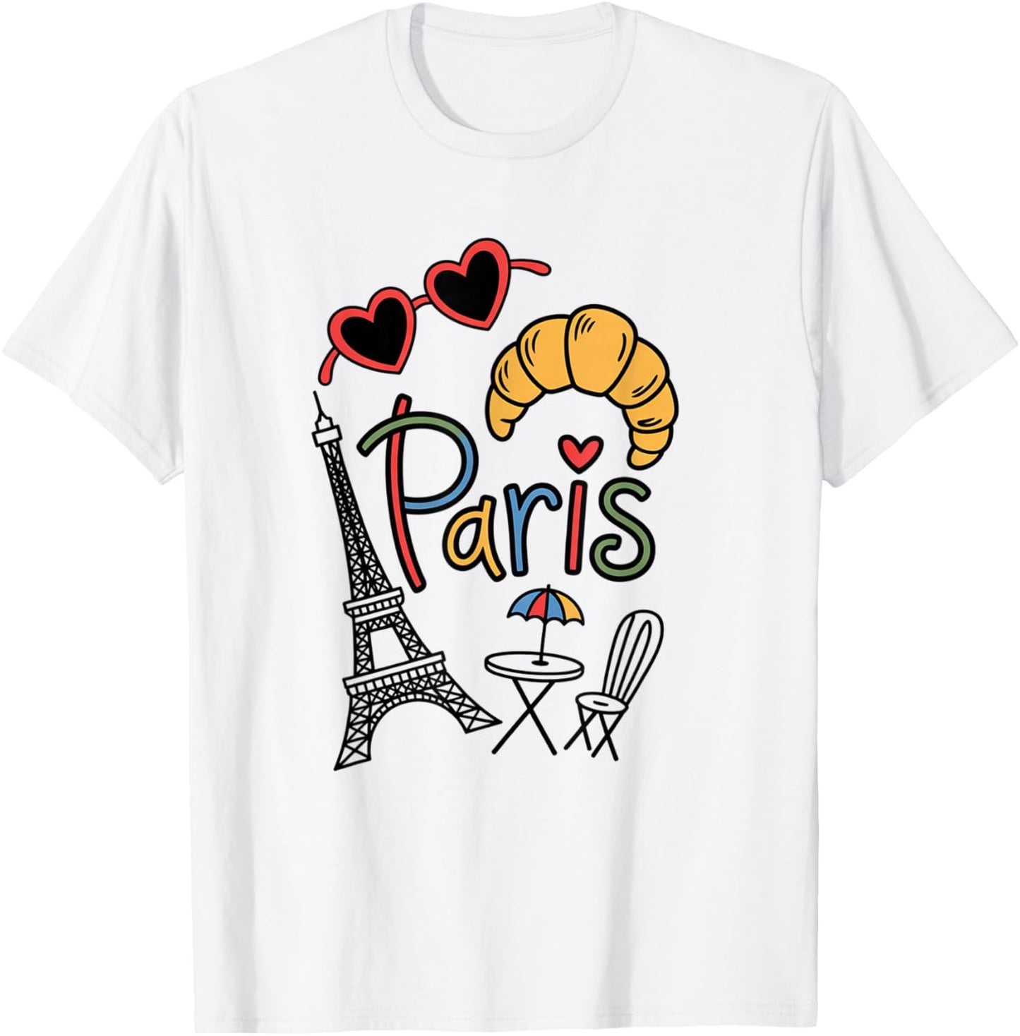 Paris Love Croissant Eiffel Tower Art Travel Kids Girls
