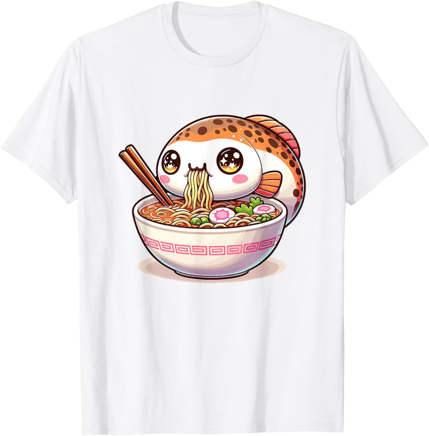 Cute Japanese Kawaii Chibi Trout Eating Ramen