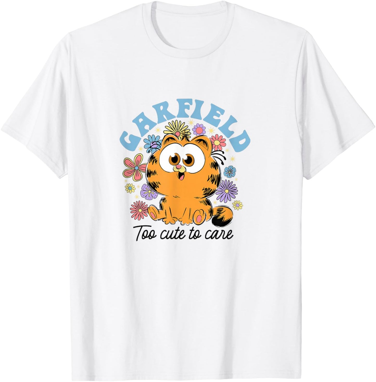 Garfield Chibi Floral Too Cute to Care in Black Text