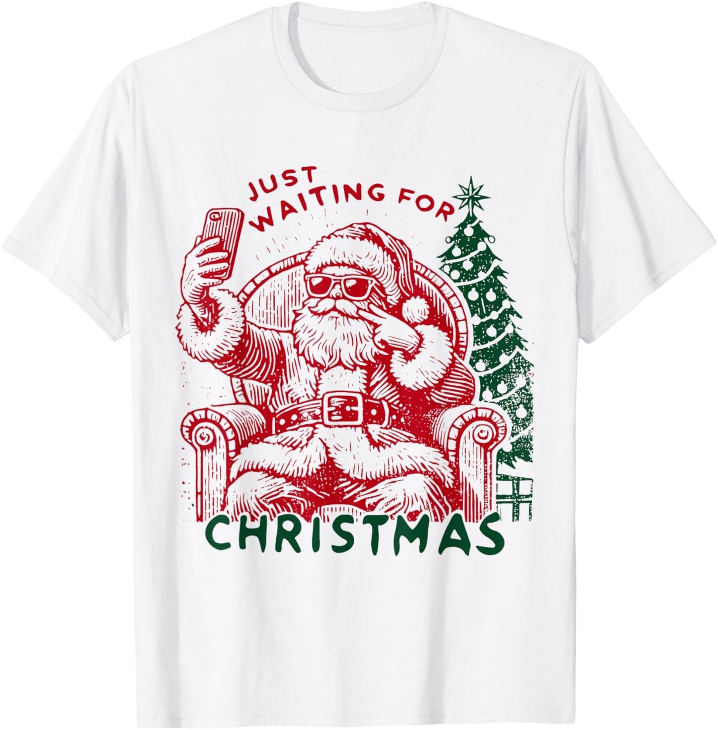 Vintage Xmas Holiday Just Waiting for Christmas Santa Clause