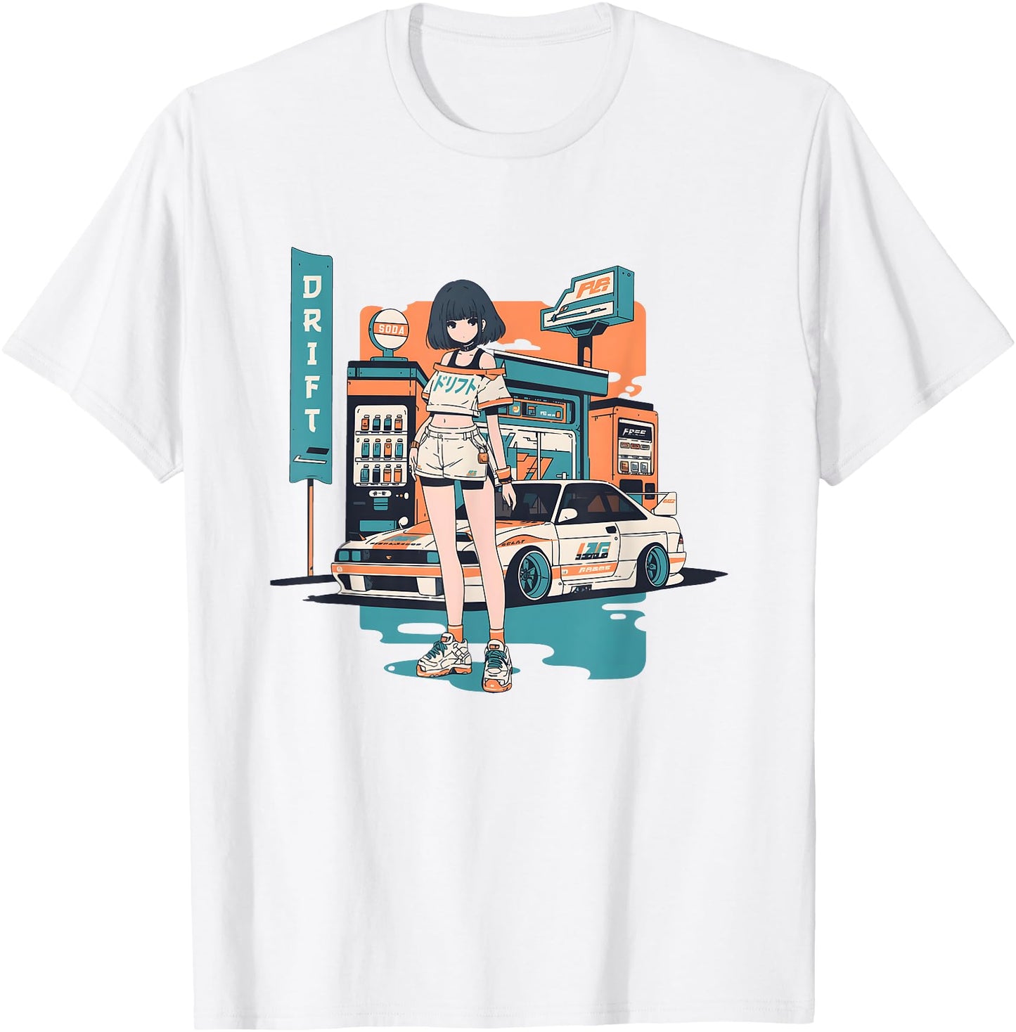 Retro JDM Racer Girl Drift Culture Anime