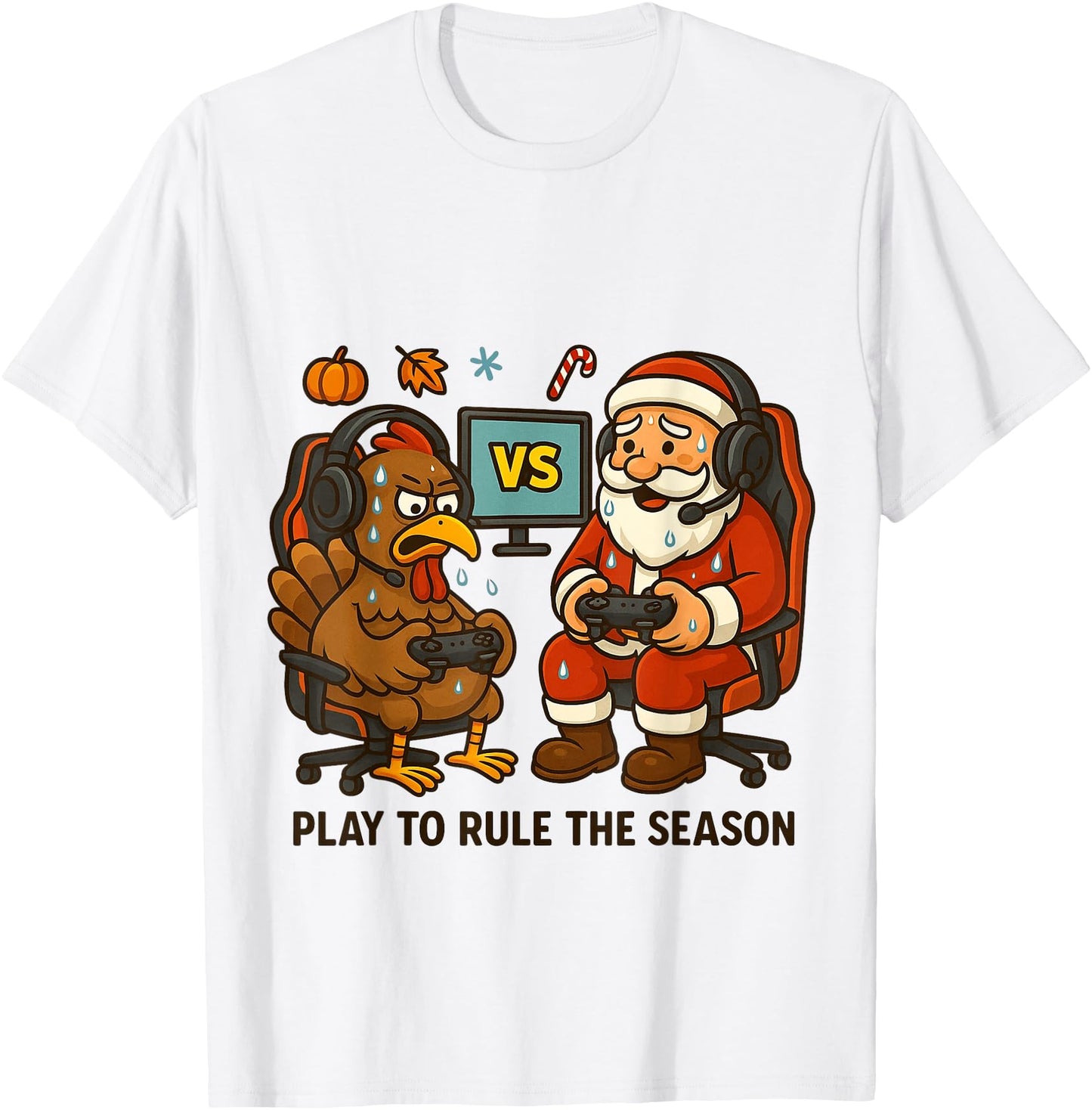 Funny Santa vs Turkey Gamer Showdown Holiday Mashup