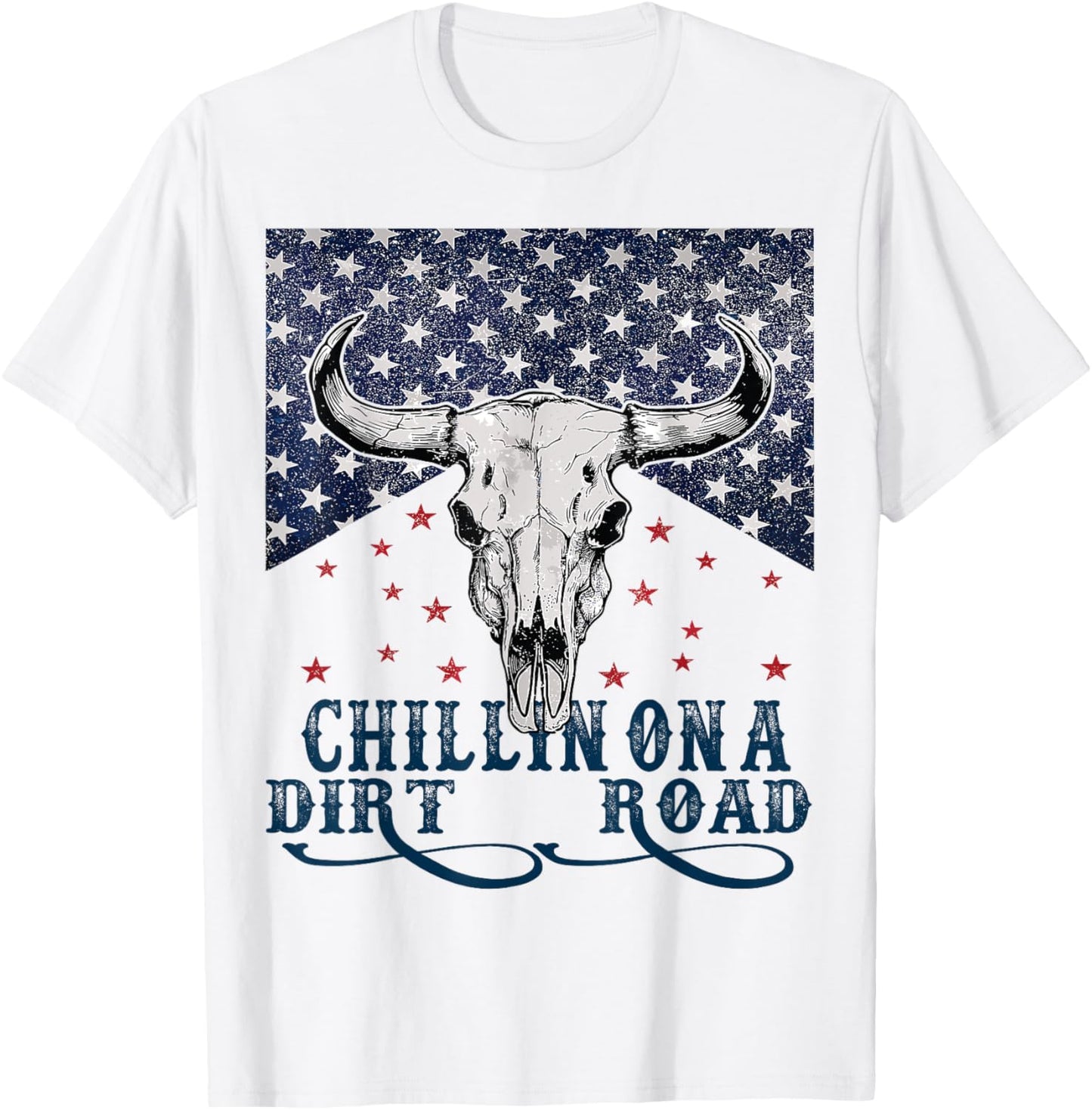 Chillin On A Dirt Road Country Music Western Vintage US Flag T-Shirt