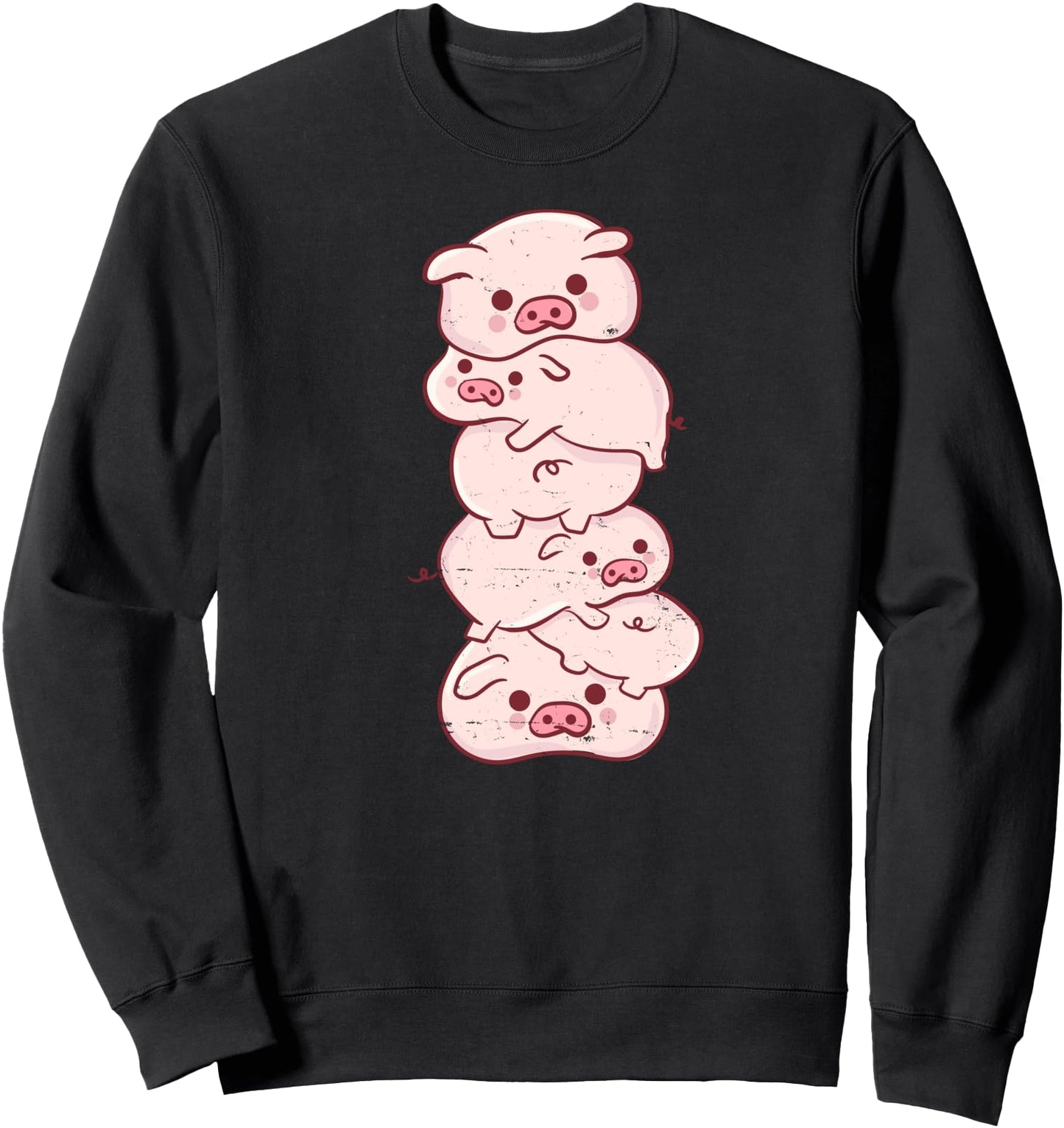 Cute Kawaii Anime - Pigs On A Pile - Pig Aesthetic Japanese Sweatshirt