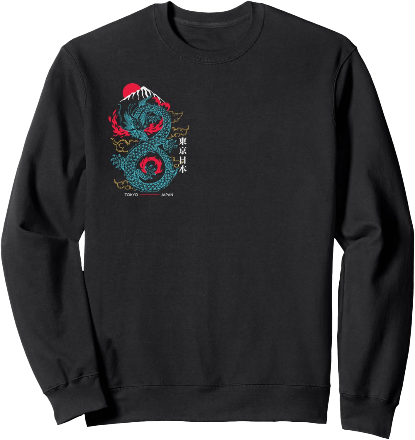 Tokyo Japan Asian Style Aesthetic Japanese Dragon On Back Sweatshirt