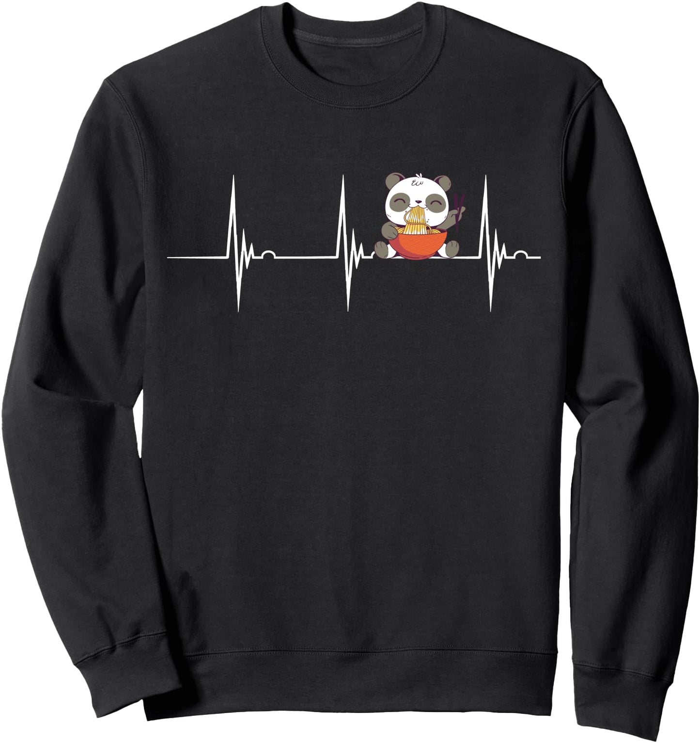 Ramen Panda Lover Heartbeat EKG Pulse Japanese Noodles Food Sweatshirt