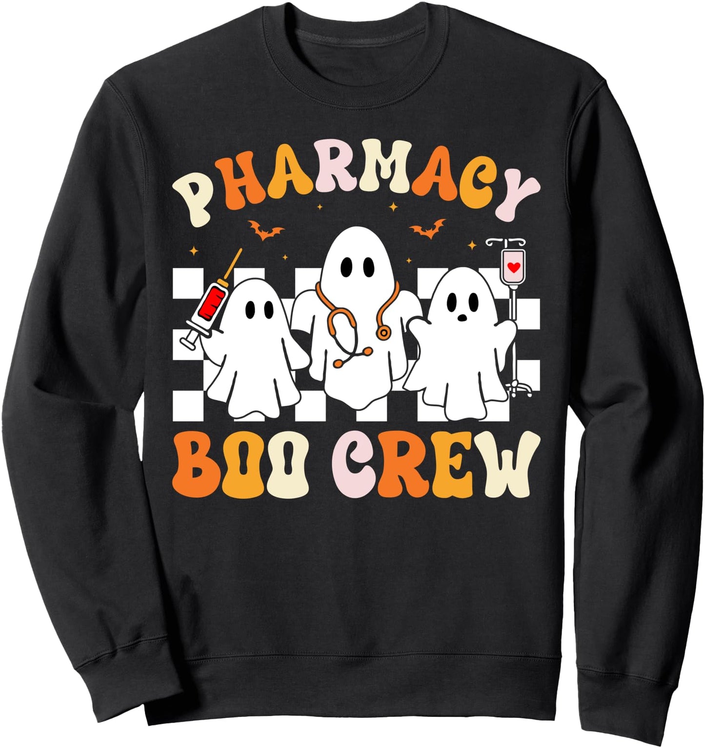 Retro Pharmacy Boo Crew Ghost Pharmacist Tech Halloween Sweatshirt
