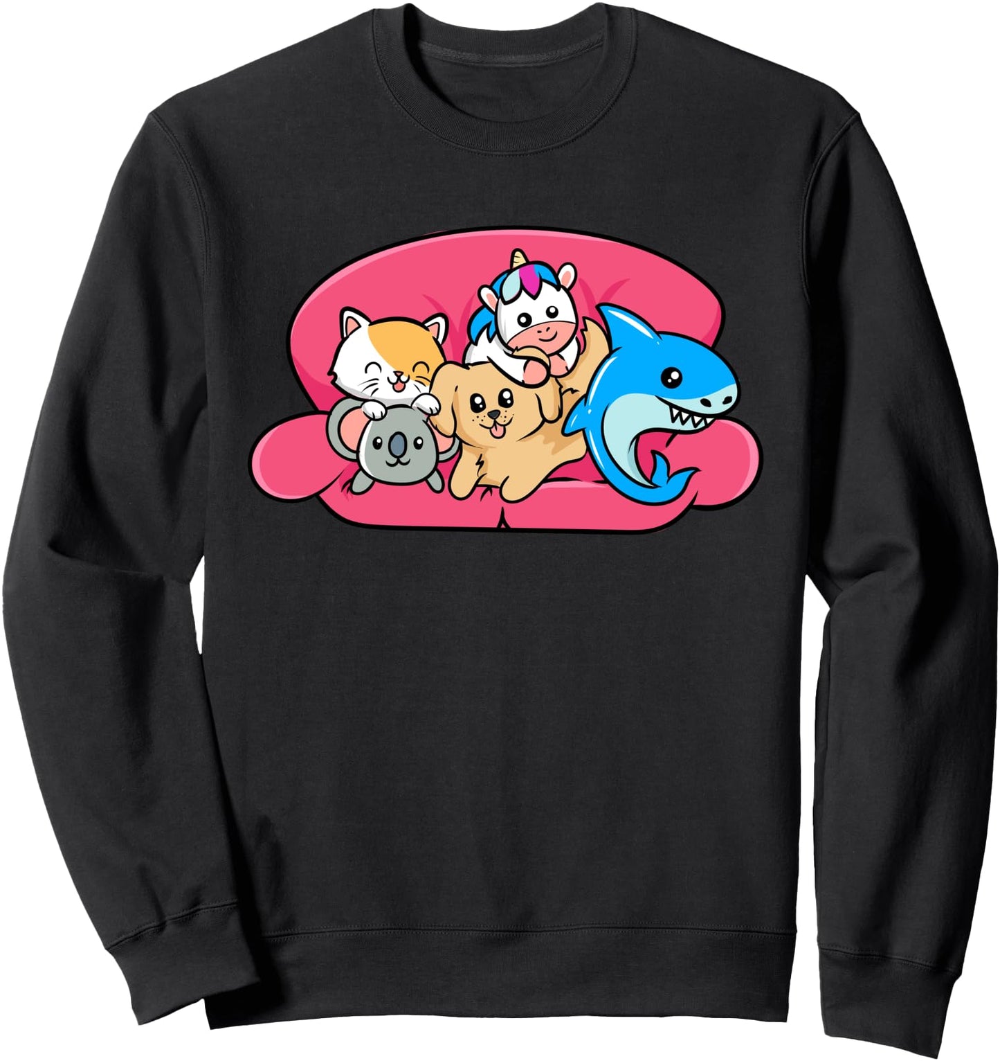 Cute Kawaii Anime - Animal Puppies On A Couch - Japanese Sweatshirt