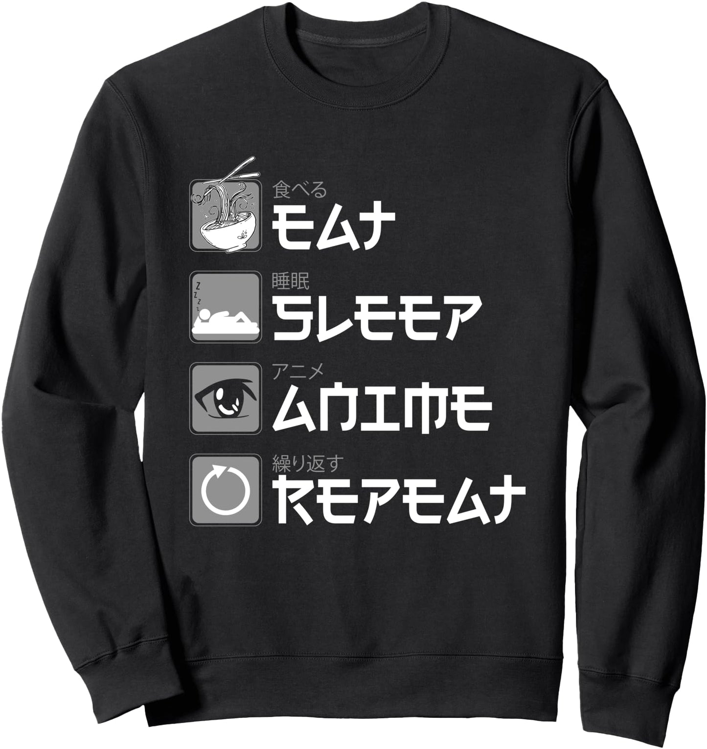 Eat Sleep Anime Repeat Funny Japanese Apparel Sweatshirt