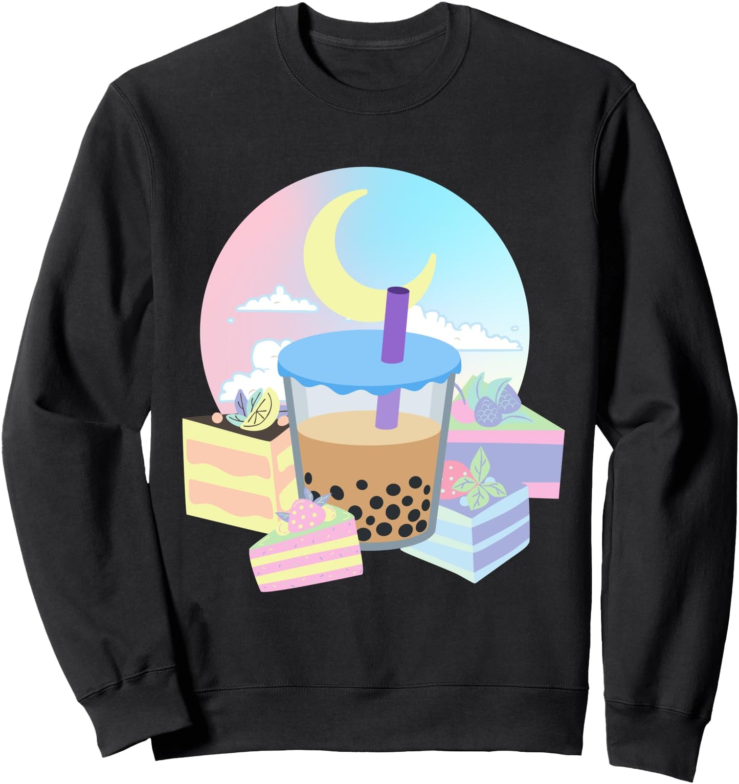 Cute Kawaii Bubble Boba Milk Tea Lover Cake Moon Japanese Sweatshirt