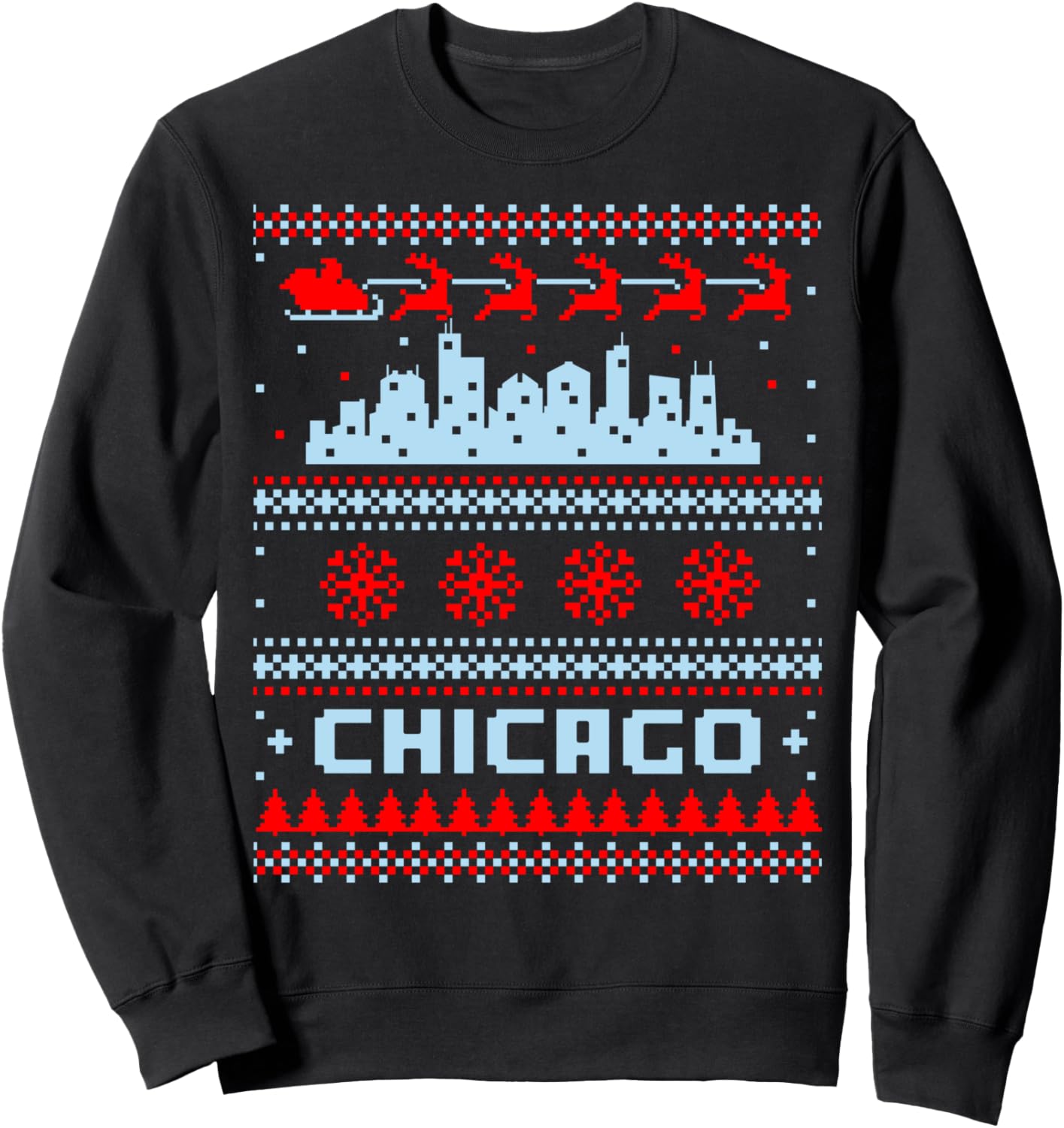 Chicago Flag City Skyline Chicago Fan Ugly Christmas Sweater Sweatshirt