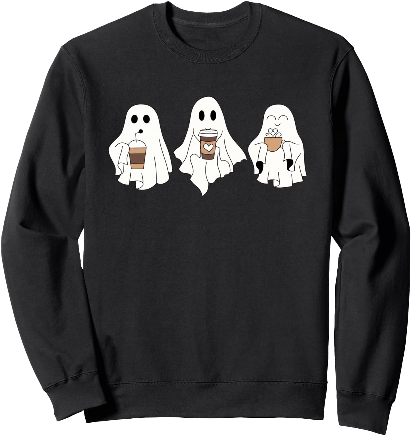 Cute Ghost Drinking Coffee Halloween Ghost Ice Coffee Womens Sweatshirt
