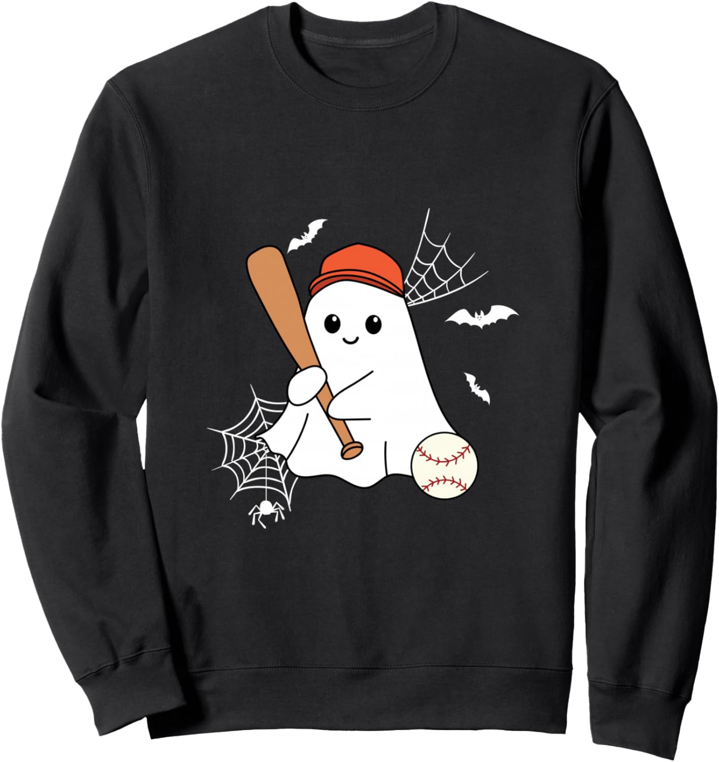 Boo Ghost Playing Baseball Funny Halloween Baseball Sweatshirt