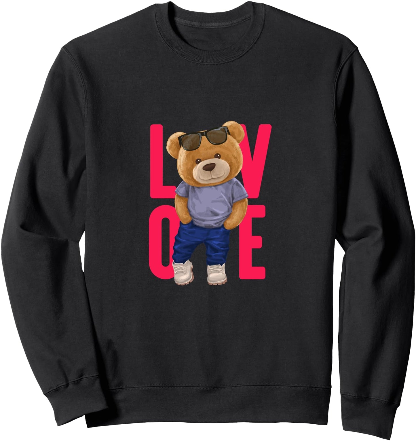 Wear Cool Teddy Bear Fashion Guy Cartoon Graphic Designs Fun Sweatshirt