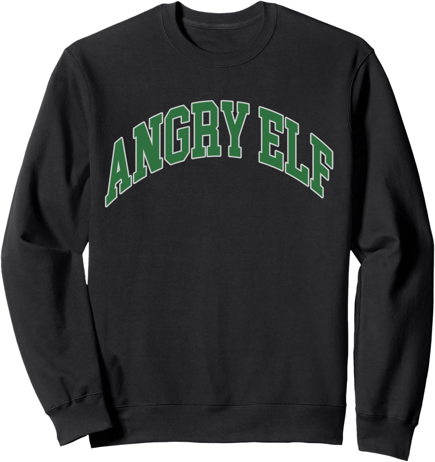 Angry Elf Arched Vintage Green Christmas Holiday Sweatshirt
