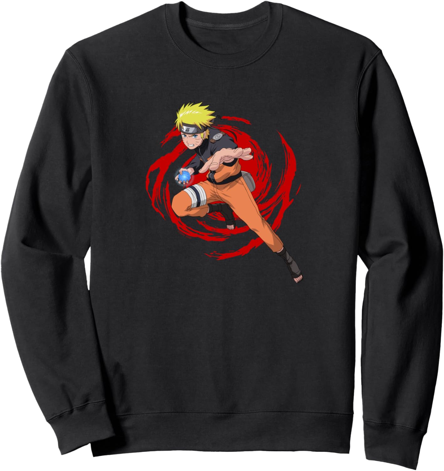 Naruto Shippuden Naruto on Red Swirl Anime Sweatshirt