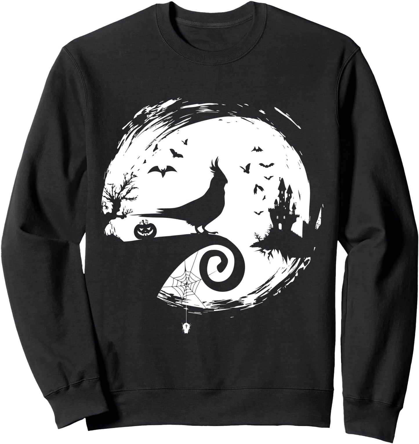 Cockatiel Halloween Costume Moon Silhouette Creepy Sweatshirt