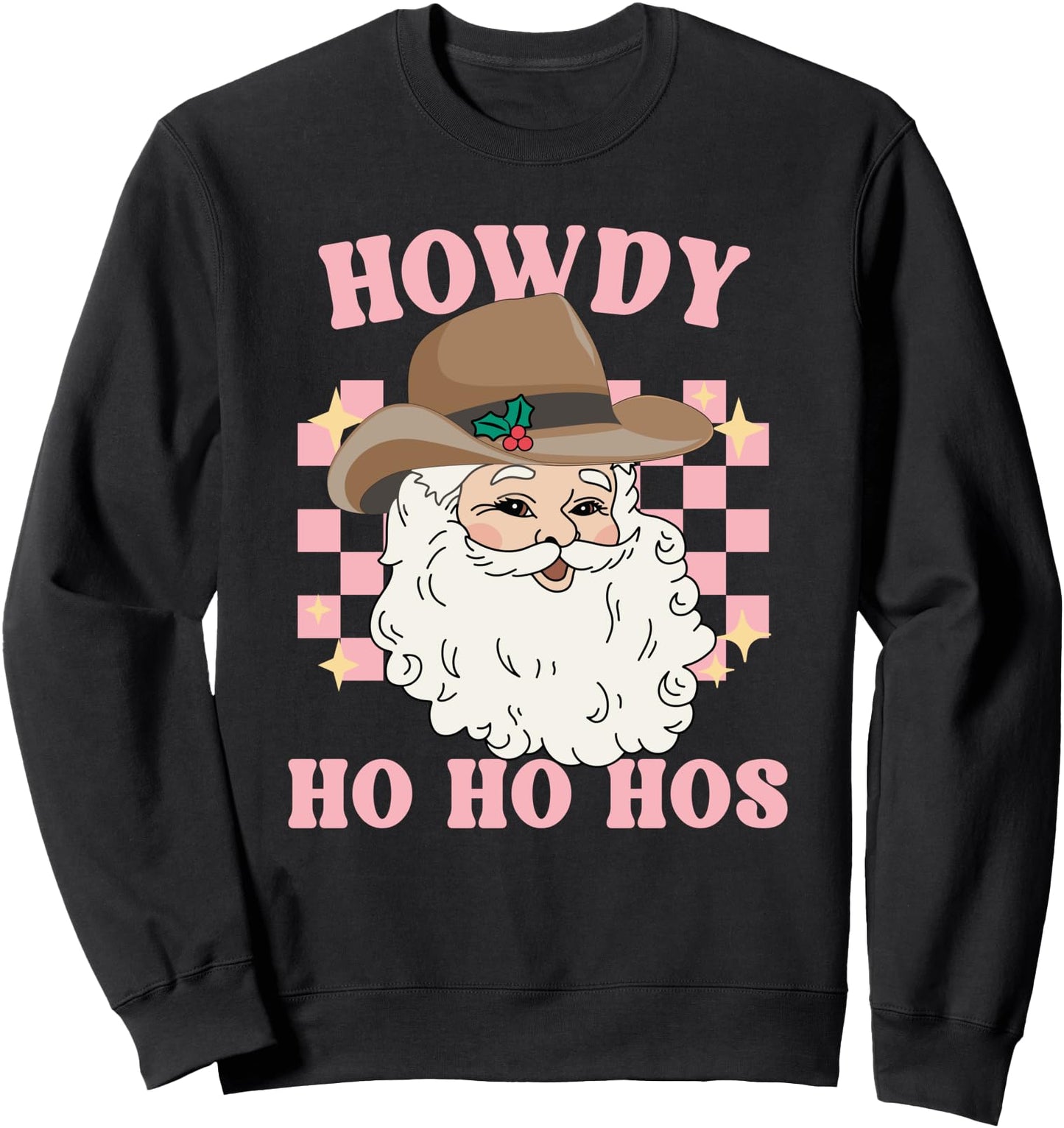 Cowboy Christmas Howdy Ho Ho Hos Groovy Western Santa Sweatshirt