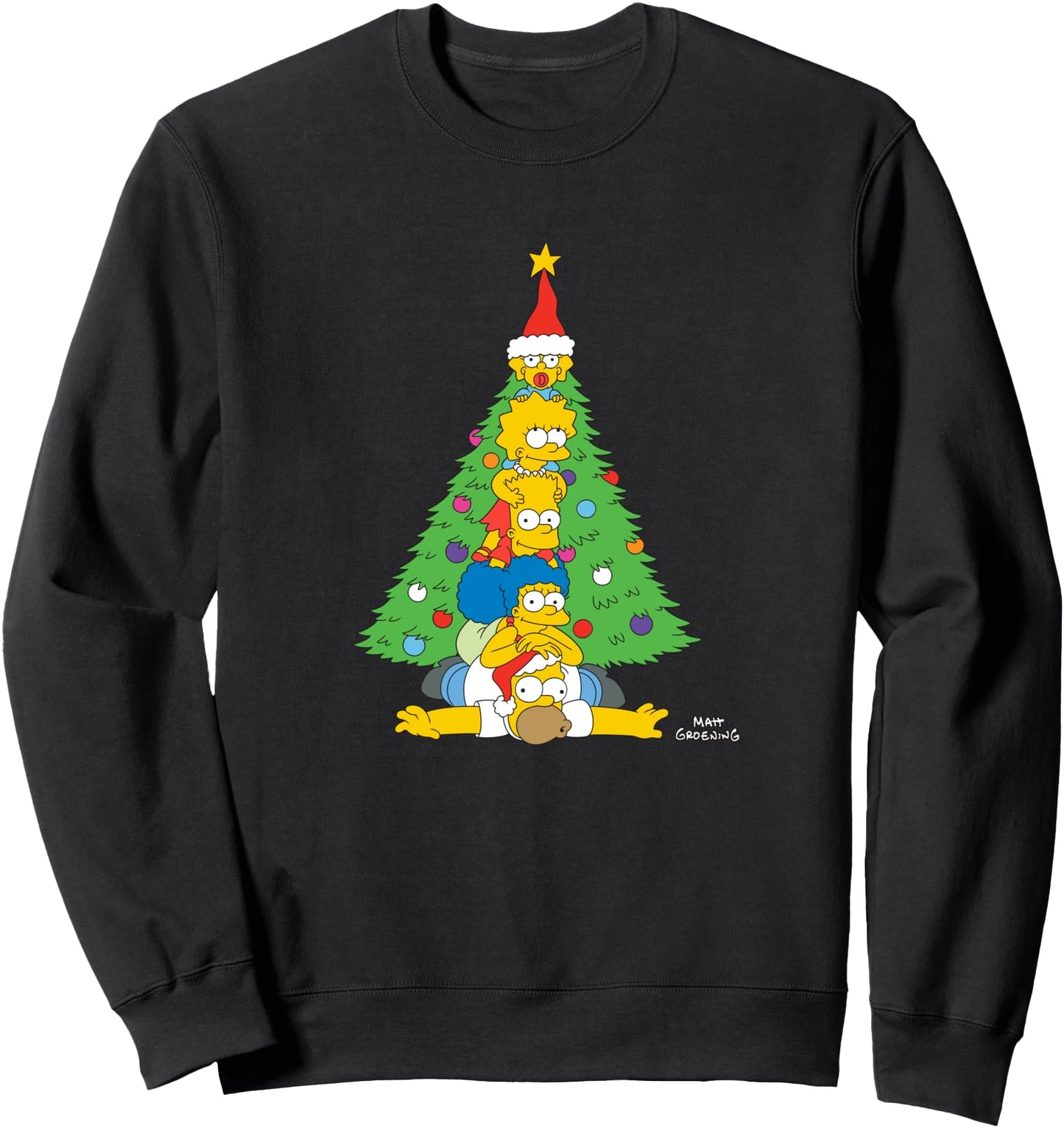 The Simpsons Holiday Family Christmas Tree Stack Sweatshirt