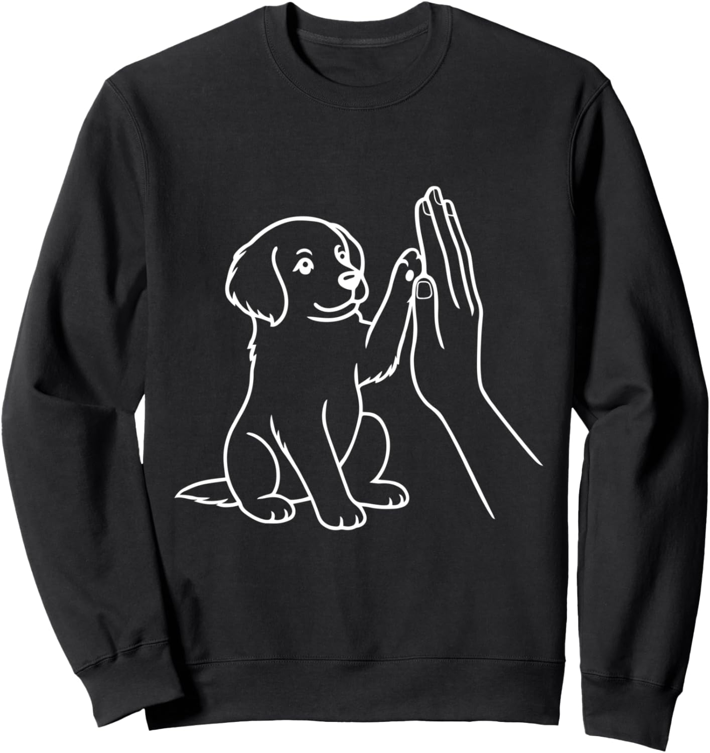 Puppy Paw High Five Human Hand Line Art Cute Pet Sweatshirt