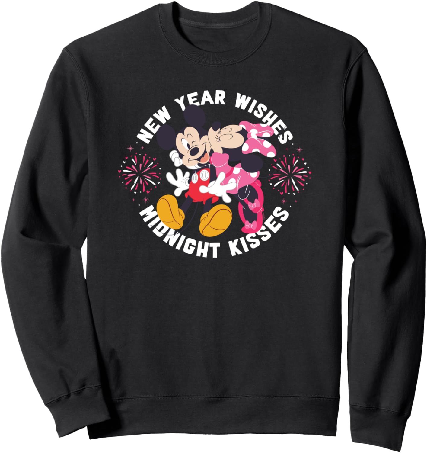 Disney Mickey & Minnie Mouse New Year Wishes Midnight Kisses Sweatshirt