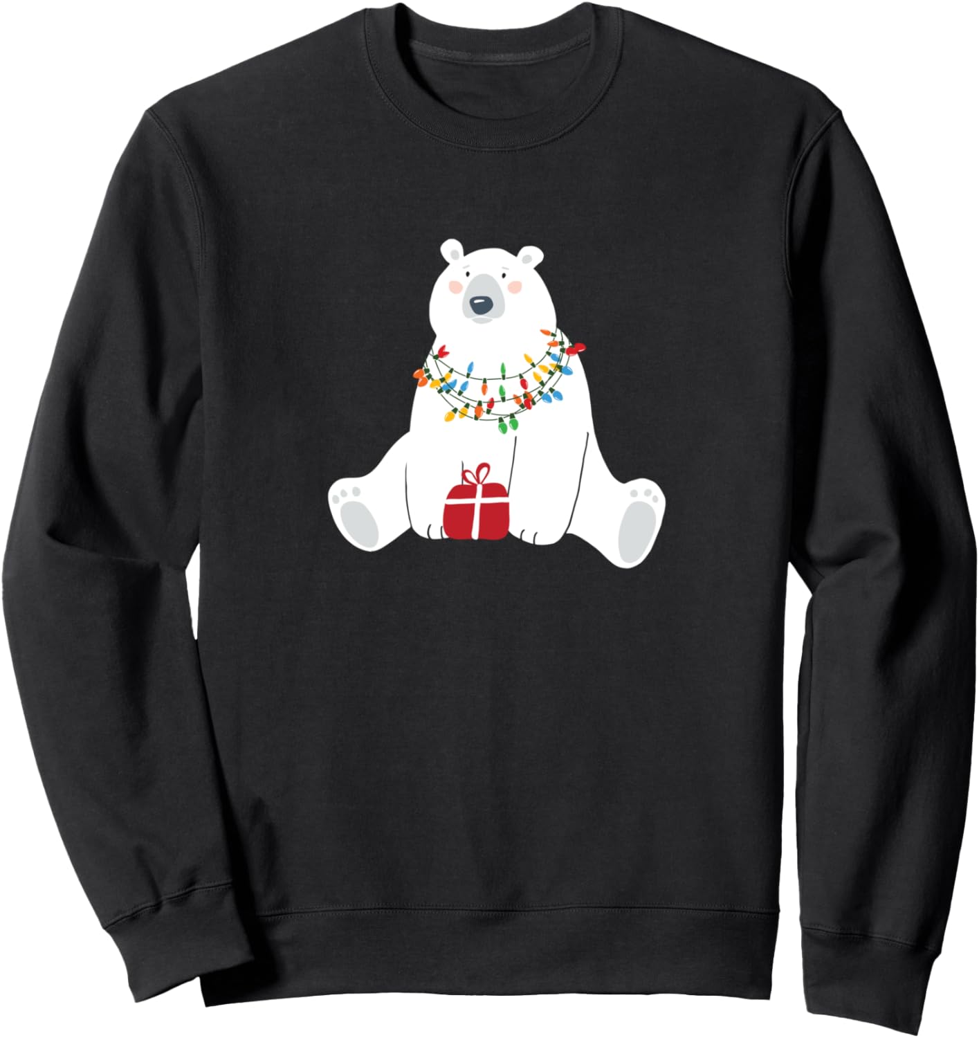 Holiday Polar Bear w\/ Christmas Lights & gift, women & kids Sweatshirt