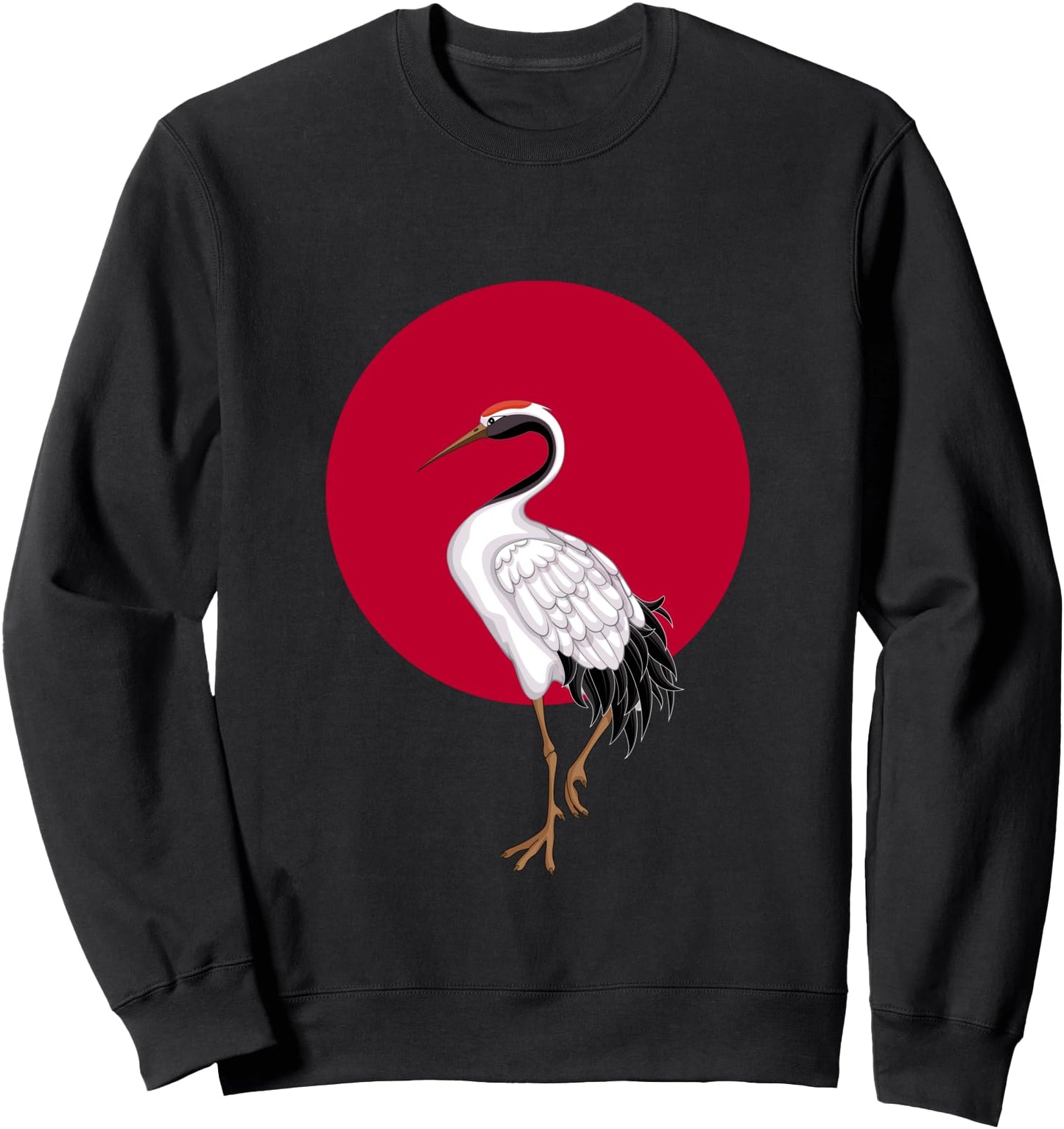 Cool Japan Flag Red Dot With Red Crowned Crane Japanese Bird Sweatshirt