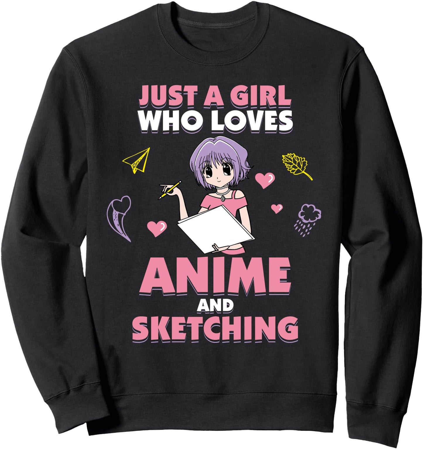 Anime Sketching Girl Super Cute Japanese Anime Lover Girls Sweatshirt