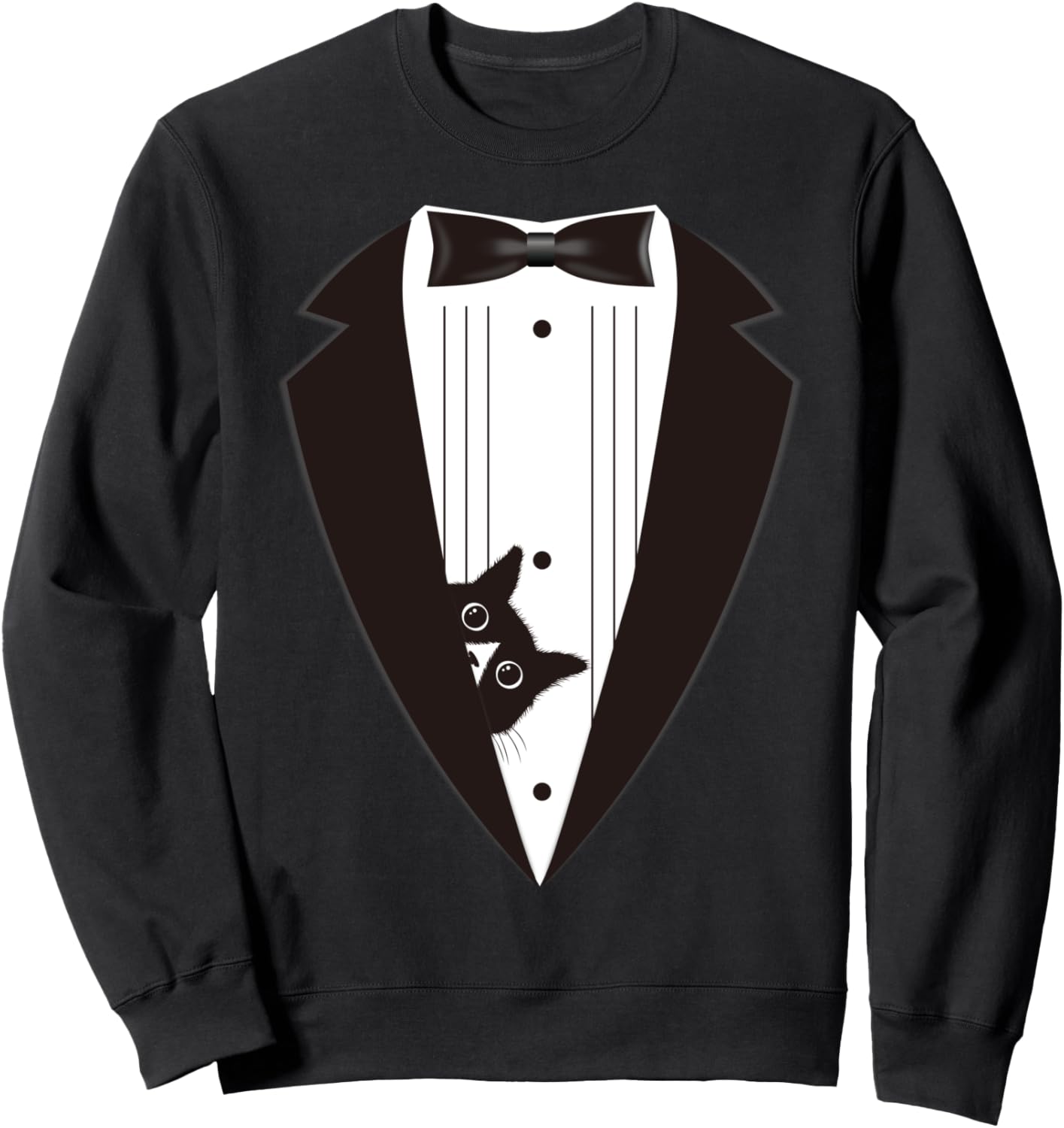 Tuxedo cat peeking out from tuxedo Costume Black & white cat Sweatshirt